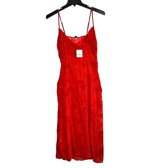 Red Velvet Floral Burnout Maxi Slip Dress Forever 21 Womens Sz S HOCO Whimsigoth - Picture 2 of 8